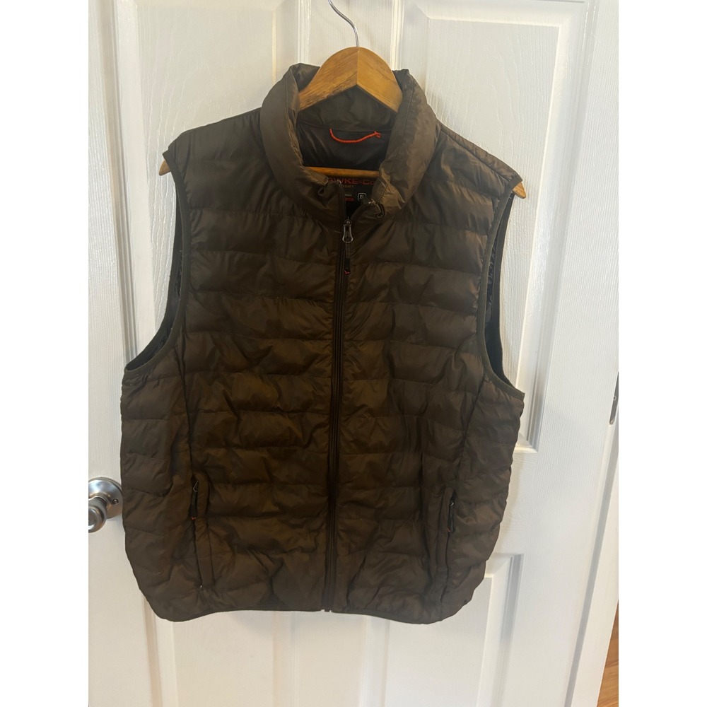 Hawke & Co Sport Mens XL Brown Puffer Vest Performance Dynamic Sport Fiber Zip